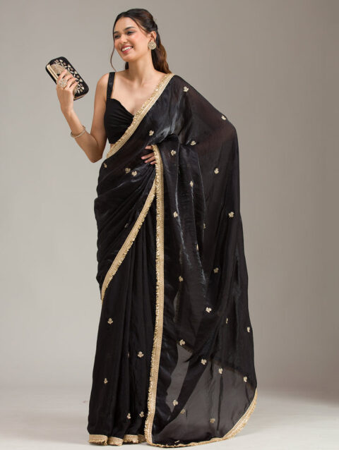 Black Stonework (Gold) Georgette Saree