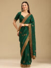 Bottle Green Kashmiri Soft Raw Silk Saree
