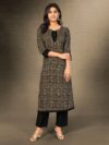 Laxmipati Smokey Black Straight Cut Kurti With Digital Print