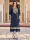 Laxmipati Swiss Slue Indigo Straight Kurta