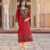 Laxmipati Swiss Slue Ruby Red Straight Kurta