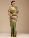 Mehendi Printed Linen Silk Saree