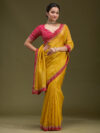Mustard Printed Satin Saree