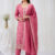 Onion Pink Threadwork Raw Silk Readymade Salwar Suit