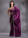 Purple Silver Stonework Satin Saree