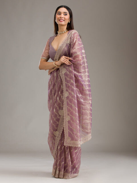 Purple Zariwork Art Silk Saree