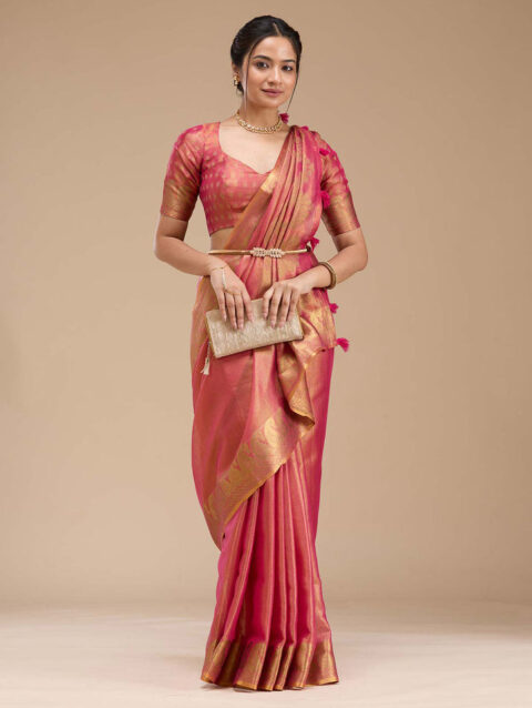 Rani Pink Printed Art Silk Saree