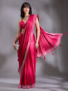 Rani Pink Silver Stonework Satin Saree