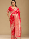 Red Stonework Silk Saree
