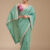 Sea Green Printed Soft Raw Silk Saree