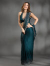 Teal Green Stonework Chiffon Saree