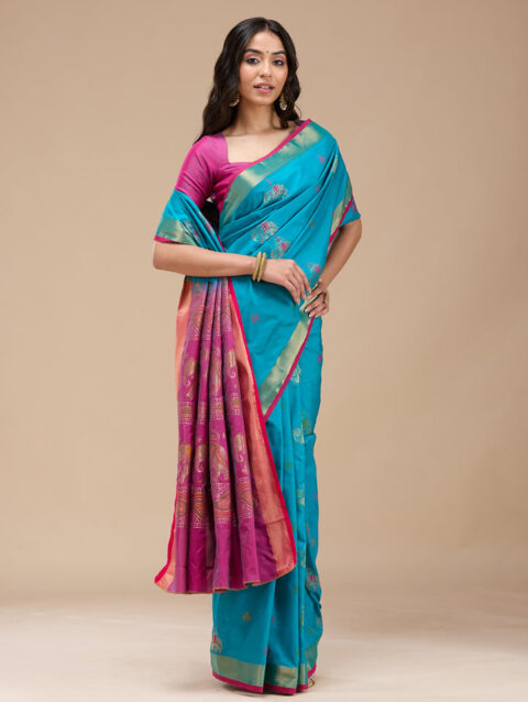 Turquoise Blue Paithani Silk Saree